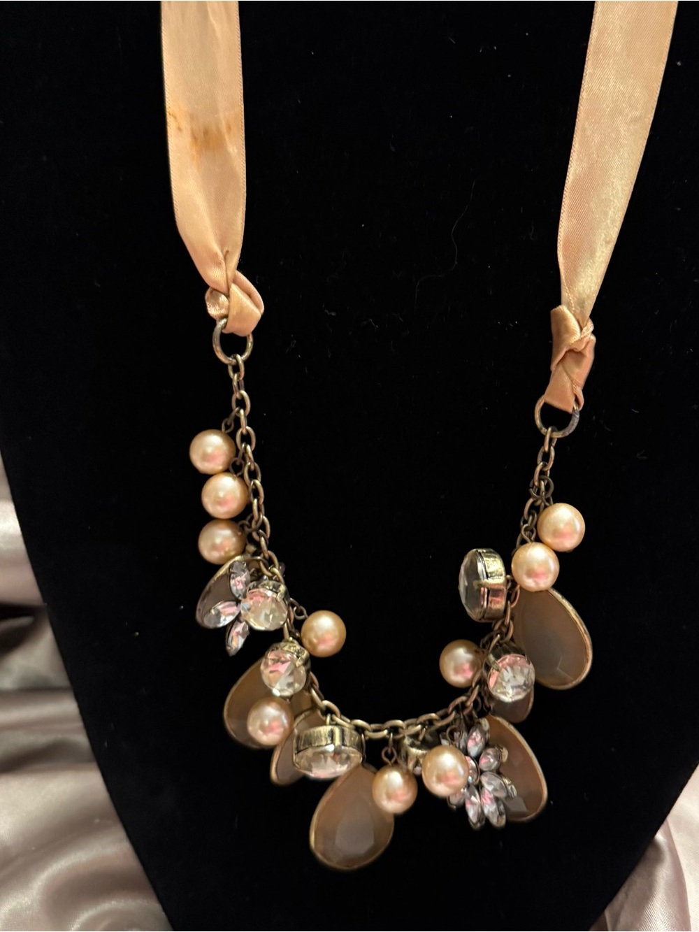 Vintage Adjustable Ribbon Statement Necklace